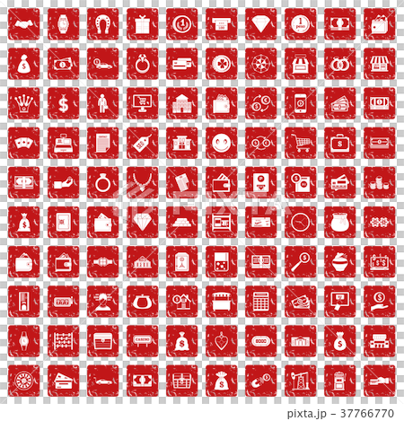 100 money icons set grunge red 100 money icons set grunge red 37766770