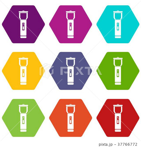 Tourist backpack icon set color hexahedron Tourist backpack icon set color hexahedron 37766772