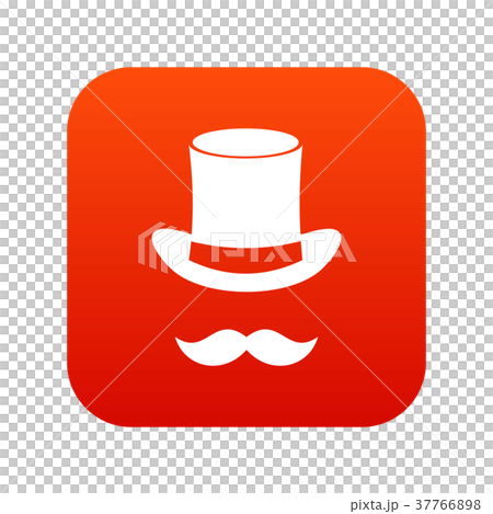 Magic black hat and mustache icon digital red Magic black hat and mustache icon digital red 37766898