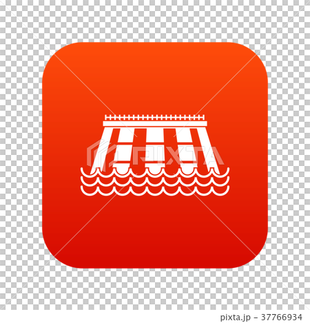 Hydroelectric power station icon digital red Hydroelectric power station icon digital red 37766934