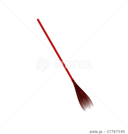 Vintage broom in red design on white background Vintage broom in red design on white background 37767540