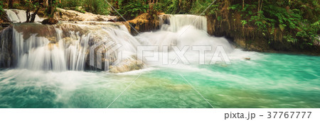 Tat Kuang Si Waterfalls. Panorama landscape. Laos. Tat Kuang Si Waterfalls. Panorama landscape. Laos. 37767777