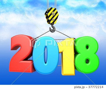 3d crane hook with colorful 2018 sign 37772214