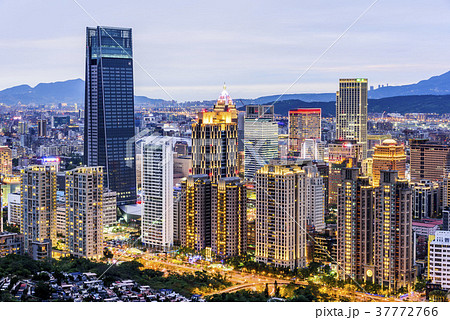 Cityscape of the Xinyi District in Taipei, TAIWAN. 37772766
