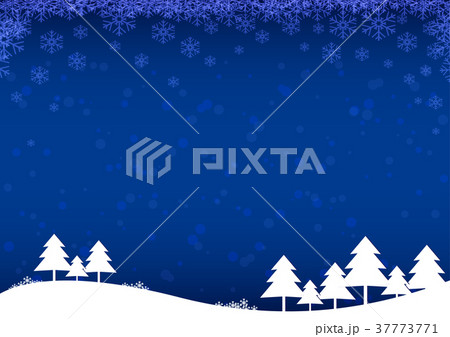 Christmas tree and snowflakes on blue background Christmas tree and snowflakes on blue background 37773771
