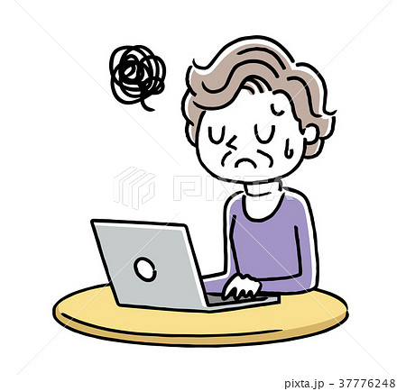 シニア女性：インターネット、パソコン 37776248