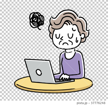 シニア女性：インターネット、パソコン 37776248