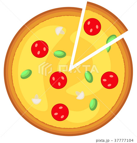Colorful pizza slice fast food icon poster. 37777104