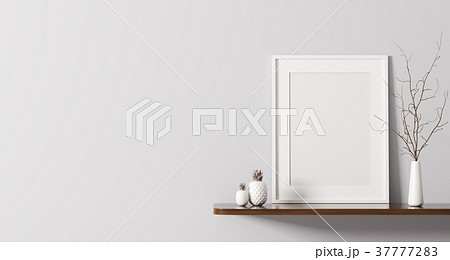Shelf with poster 3d rendering Shelf with poster 3d rendering 37777283