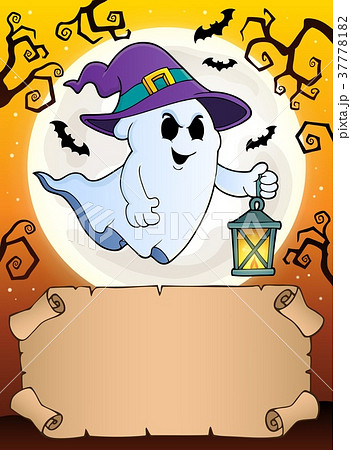 Small parchment and ghost with lantern 37778182