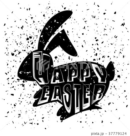 Rabbit Bunny Silhouette. Happy Easter Banner 37779124