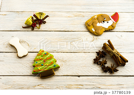 New Year's attributes on a white background. New Year's attributes on a white background. 37780139