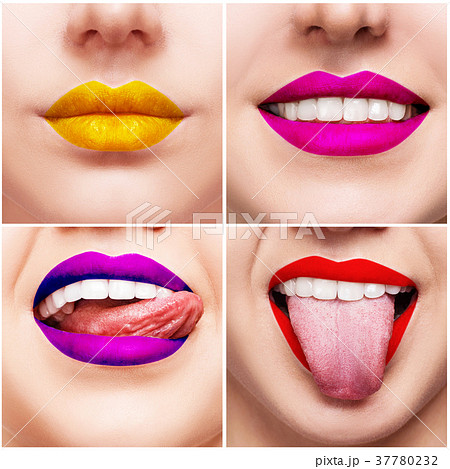 Collage with close-up images of colorful woman Collage with close-up images of colorful woman 37780232