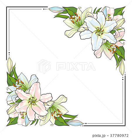 Square frame decorated with hand-drawn lilies 37780972