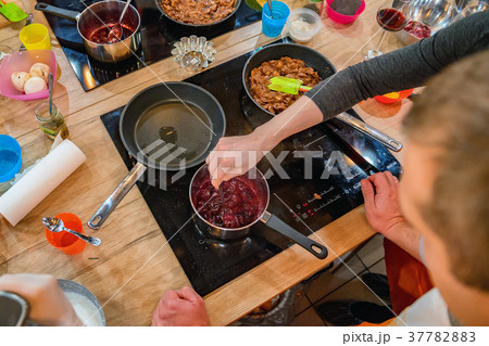 Making jam in saucepan 37782883