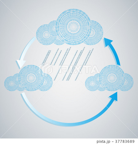 computer blue cloud with rain from numbers 37783689