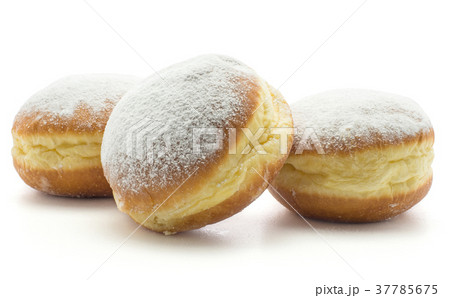 Fresh sufganiyah isolated on white Fresh sufganiyah isolated on white 37785675