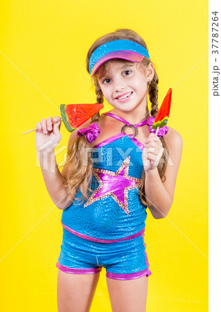 Beautiful little girl with large Lollipop Beautiful little girl with large Lollipop 37787264
