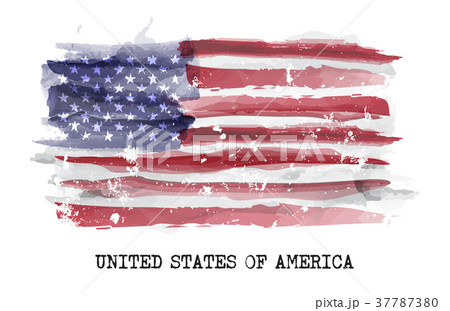 Watercolor flag of america . Vector 37787380