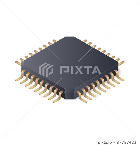 Microchip isolated on white background. Isometric 37787423