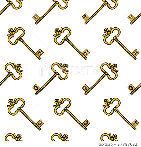 key seamless pattern. Interior accessory for door 37787632