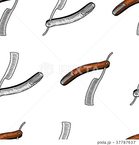 Seamless pattern. Straight razor for shaving 37787637