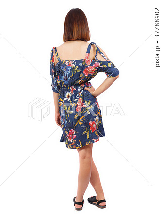 back view of standing young beautiful woman. back view of standing young beautiful woman. 37788902