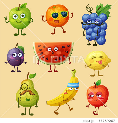 Funny fruit characters 37789067