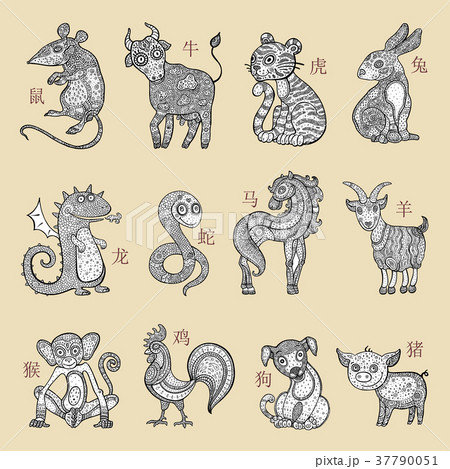 Chinese zodiac, cartoon style 37790051