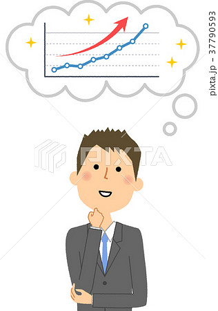 ビジネスマン 右肩上がりを想像 ビジネスマン 右肩上がりを想像 37790593