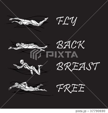 Set of 4 swimming styles vector. Swim strokes 37790690