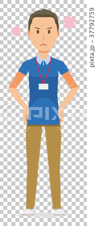 ネームプレートを着用している男性スタッフが怒っている 37792759