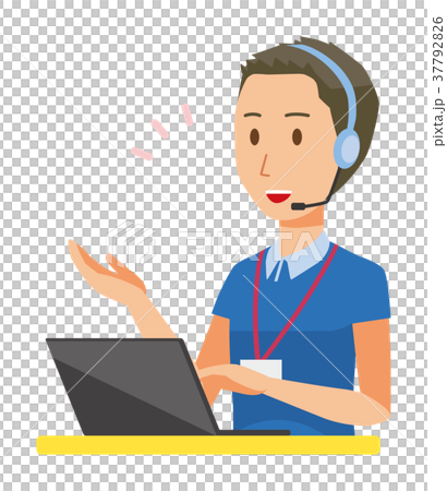 戴著銘牌的男性工作人員正在談耳機 37792826