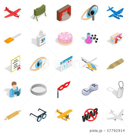 Moving picture icons set, isometric style 37792914