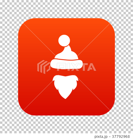 Cap with pompon of Santa Claus and beard icon digital red Cap with pompon of Santa Claus and beard icon digital red 37792968