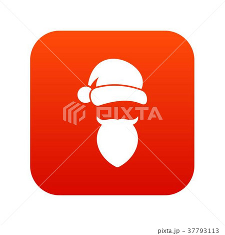 Santa Claus hat and beard icon digital red Santa Claus hat and beard icon digital red 37793113