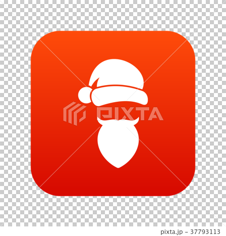 Santa Claus hat and beard icon digital red Santa Claus hat and beard icon digital red 37793113