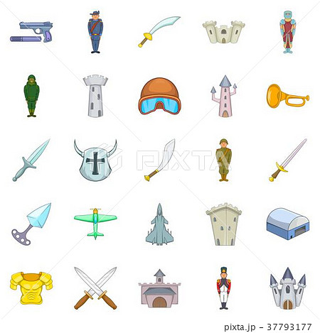 Warlike icons set, cartoon style Warlike icons set, cartoon style 37793177