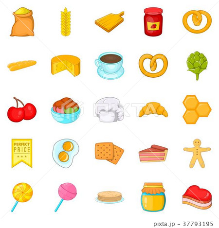 Sweetness icons set, cartoon style 37793195