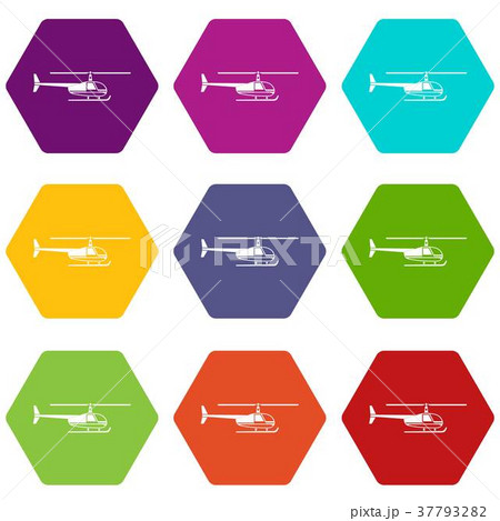 Helicopter icon set color hexahedron Helicopter icon set color hexahedron 37793282