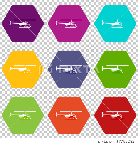 Helicopter icon set color hexahedron Helicopter icon set color hexahedron 37793282