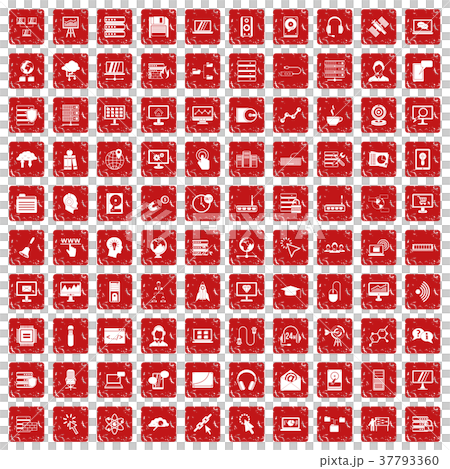 100 on-line seminar icons set grunge red 100 on-line seminar icons set grunge red 37793360