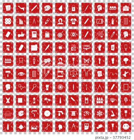 100 paint icons set grunge red 100 paint icons set grunge red 37793452