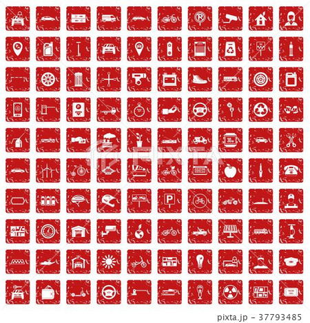 100 parking icons set grunge red 100 parking icons set grunge red 37793485