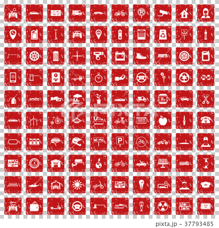 100 parking icons set grunge red 100 parking icons set grunge red 37793485