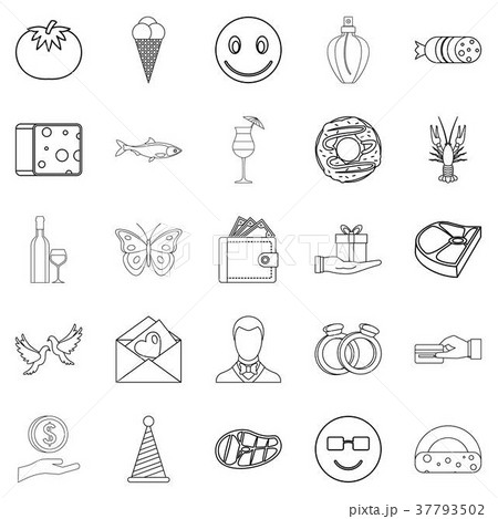 Celebratory icons set, outline style Celebratory icons set, outline style 37793502