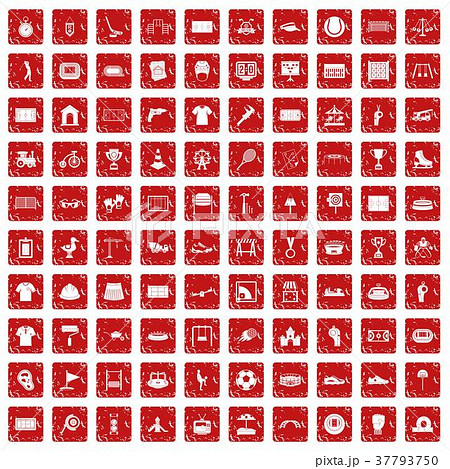 100 playground icons set grunge red 100 playground icons set grunge red 37793750