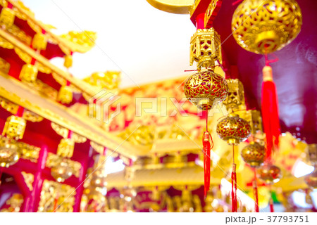 Chinese new year lanterns in the temple Chinese new year lanterns in the temple 37793751