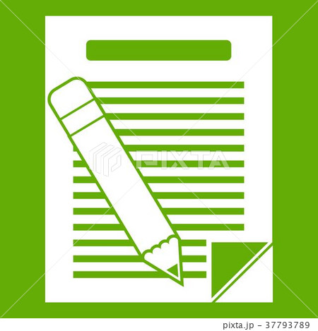 Paper and pencil icon green 37793789
