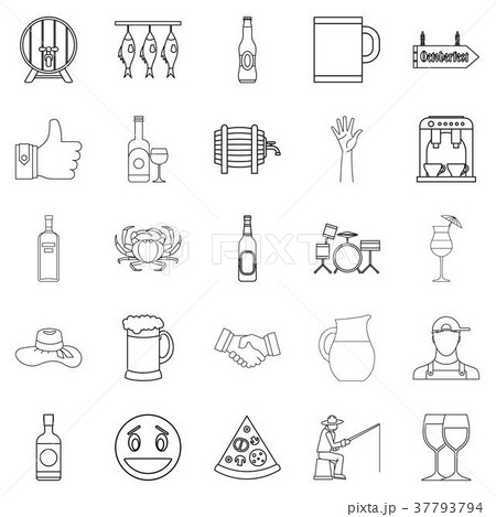 Live beer icons set, outline style Live beer icons set, outline style 37793794